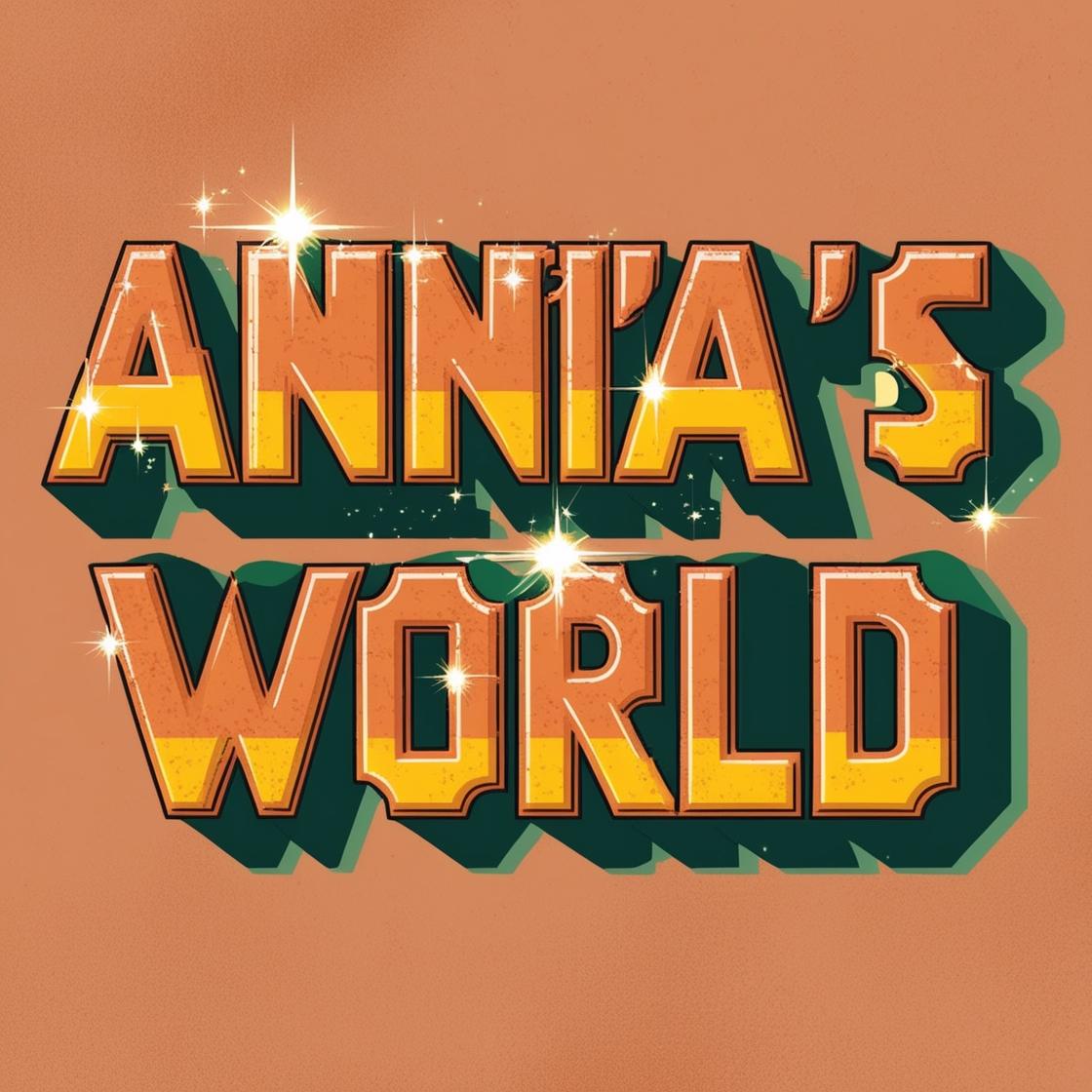 a logo saying anna's world in retro vibe